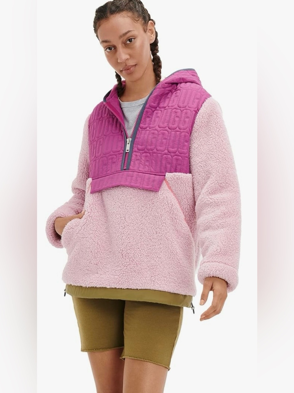 UGG IGGY SHERPA HALF ZIP HOODED JACKET - Picture 3 of 10
